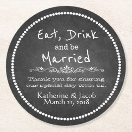 Chalkboard Wedding Vielen Dank für Ihr Interesse P Runder Pappuntersetzer