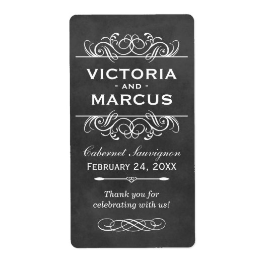 Chalkboard Wedding Wine Bottle Fevor Labels (Vorne)