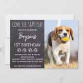 Chalkboard Welpe Hund Geburtstag Einladung (Vorderseite)