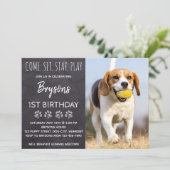 Chalkboard Welpe Hund Geburtstag Einladung (Stehend Vorderseite)