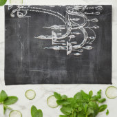Chalkboard White Chalk Chandelier Geschirrtuch (Gefaltet)
