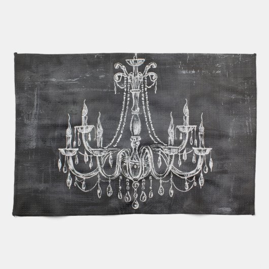 Chalkboard White Chalk Chandelier Geschirrtuch (Horizontal)
