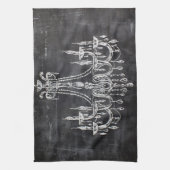 Chalkboard White Chalk Chandelier Geschirrtuch (Vertikal)