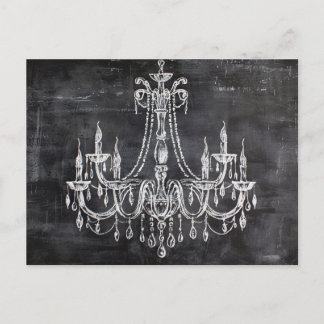 Chalkboard White Chalk Chandelier Postkarte
