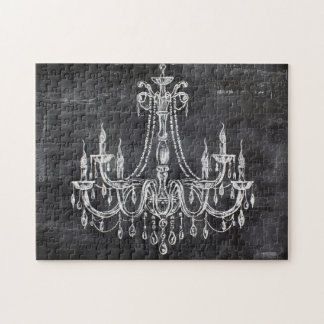 Chalkboard White Chalk Chandelier Puzzle