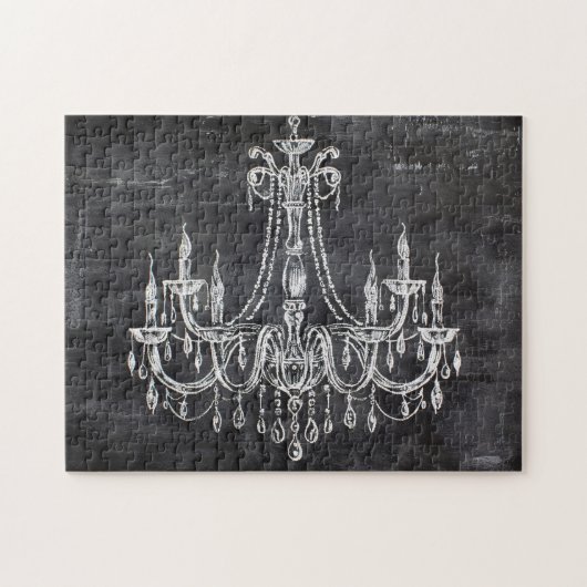Chalkboard White Chalk Chandelier Puzzle (Horizontal)