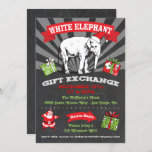 Chalkboard White Elephant Gift Exchange Einladung<br><div class="desc">Chalkboard White Elephant Geschenk Exchange Einweihung Super Fun Weihnachtsgeschenk Austausch Party Einladungen mit dem Alten Weihnachtsmann und Vintag Elephant Clip Art mit großartigen Grafiken und Schriftartes auf einem chalkboard Hintergrund in einem Poster-Stil getan. Ideal für Ihre coole und angesagte Weihnachtsfeier der Weißen Elefanten.</div>