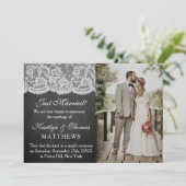 Chalkboard & White Lace Wedding Foto Ankündigung (Stehend Vorderseite)