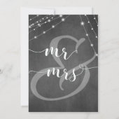 Chalkboard White Light Strings Calligraphy Wedding Einladung (Rückseite)