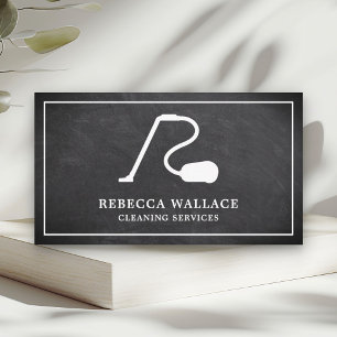 Chalkboard White Vacuum Cleaner Reinigungsdienste Visitenkarte