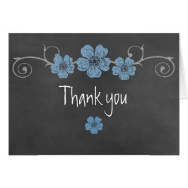 Chalkboard Wild Blue Rose Danke Note Card