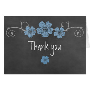 Chalkboard Wild Blue Rose Danke Note Card