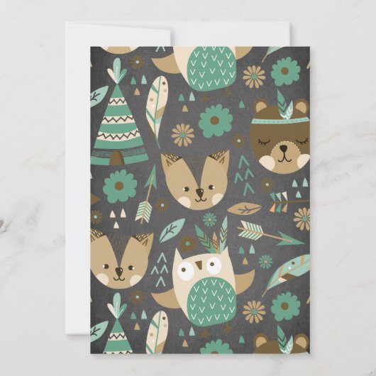 Chalkboard Wild One Baby Shower Einladung (Rückseite)