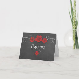 Chalkboard Wilde Rote Rosen Danke Notiz Card