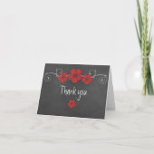 Chalkboard Wilde Rote Rosen Danke Notiz Card (Vorderseite)