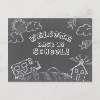 Chalkboard Willkommen zurück auf der Postkarte der