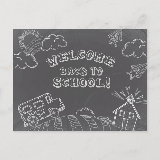 Chalkboard Willkommen zurück auf der Postkarte der (Vorderseite)