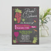 Chalkboard Wine Bridal Dusche Einladungen (Stehend Vorderseite)