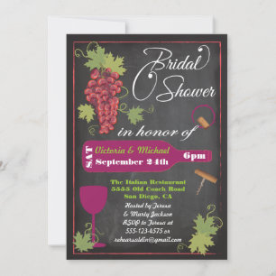 Chalkboard Wine Bridal Dusche Einladungen