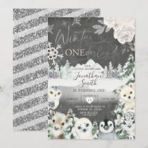 Chalkboard Winter Animal Onederland Birthday