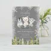 Chalkboard Winter Arctics on ederland Snowflakes Einladung (Stehend Vorderseite)