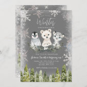 Chalkboard Winter Arctics on ederland Snowflakes Einladung (Vorne/Hinten)