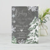 Chalkboard Winter Cold Baby Duschwald Silver Einladung (Stehend Vorderseite)