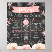 Chalkboard Winter Onederland Milestone Geburtstag Poster (Vorne)