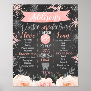 Chalkboard Winter Onederland Milestone Geburtstag Poster