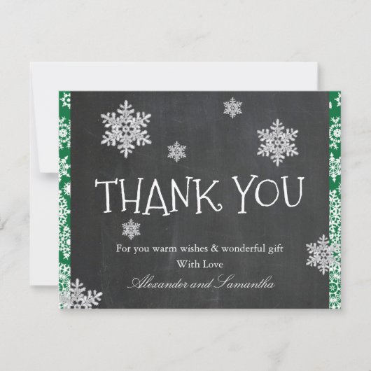 Chalkboard Winter Snowflake Danke Karte (Vorderseite)