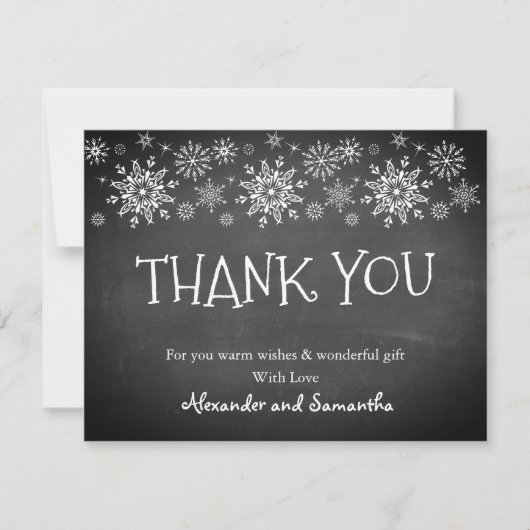 Chalkboard Winter Snowflake Danke Karte (Vorderseite)