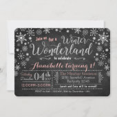 Chalkboard Winter Wonderland Einladung zum Geburts (Vorderseite)