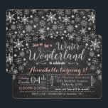 Chalkboard Winter Wonderland Einladung zum Geburts<br><div class="desc">Mit diesen Chalkboard Snowflake Einladungen in Rosa,  Weiß und Silber-Glitzer kündigen Sie das Party zum Geburtstag Ihres Kindes. * Der Glitzer ist ein Stileffekt,  kein echter Glitzer wird bei der Herstellung dieses Designs verwendet. Designs sind alle © Party Sparkle Designs</div>