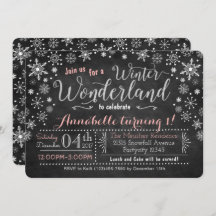 Chalkboard Winter Wonderland Einladung zum Geburts