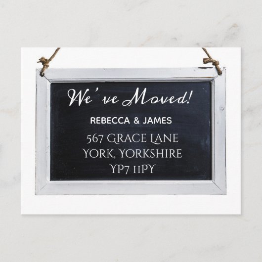 Chalkboard Wir haben die Ankündigung verschoben Po Postkarte (Vorderseite)