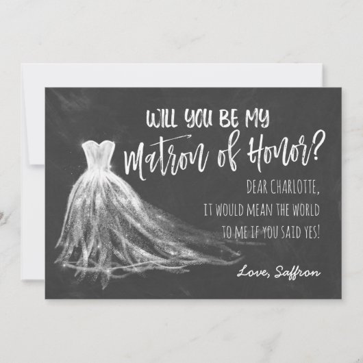 Chalkboard wirst du meine Ehrenmatrone sein Einladung (Vorderseite)