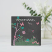 CHALKBOARD WOODLAND BUG BUTTERFLIES GEBURTSTAG EINLADUNG (Stehend Vorderseite)