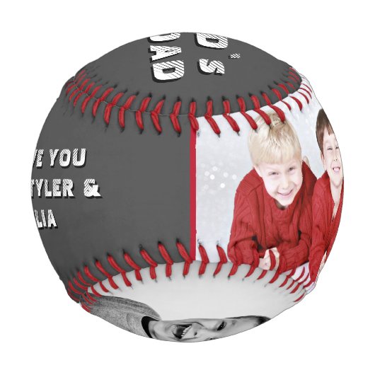 Chalkboard World's Best Vater Name 2 Foto Collage Baseball (Rückseite)