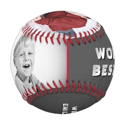 Chalkboard World's Best Vater Name 2 Foto Collage Baseball (Vorderseite)