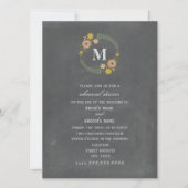 Chalkboard Wreath Monogram Fall Probe Einladung (Vorderseite)