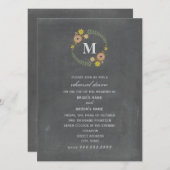 Chalkboard Wreath Monogram Fall Probe Einladung (Vorne/Hinten)