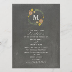 Chalkboard  Wreath Monogram Fall Probe Einladung