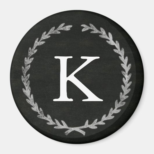 Chalkboard Wreath Monogram Magnet (Vorne)