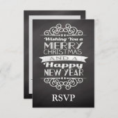 Chalkboard wünschen Ihnen frohe Weihnachten UAWG RSVP Karte (Vorne/Hinten)