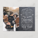 Chalkboard wünscht Ihnen sehr Frohe Weihnachts-Fot Postkarte<br><div class="desc">Typografisch angetriebene Foto-Urlaubskarten mit den Worten "Wir wünschen Ihnen und Ihrer ganzen Familie ein frohes Weihnachtsfest und ein wundervolles Neues Jahr".</div>