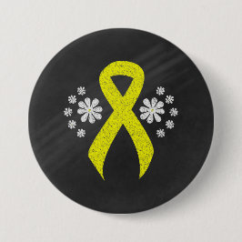 Chalkboard Yellow Awareness Ribbon Button