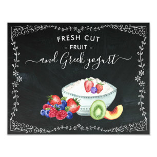 Chalkboard-Zeichen für Obst und Jogurt Fotodruck