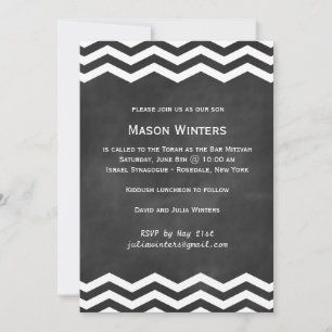 Chalkboard Zickzack Bar Mitzvah Einladung