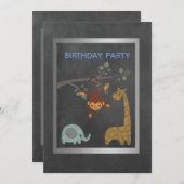 Chalkboard Zootiere Geburtstagsparty Einladung (Vorne/Hinten)