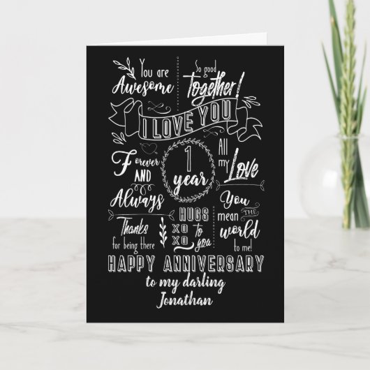 Chalkboard zum ersten Jahrestag Karte (Vorderseite)